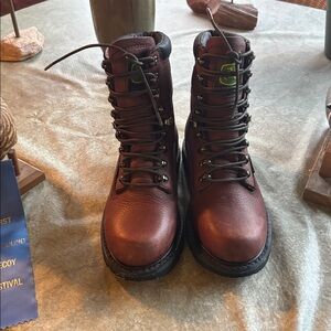 Men’s John Deere Brown Leather Lace-Up Boots